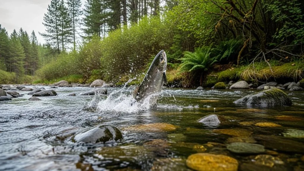 A fish swimming upstream