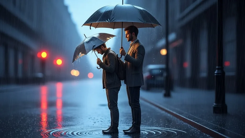 A friend is a shelter from rain