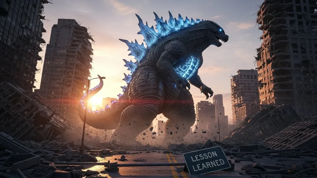 Godzilla is a lesson that walks