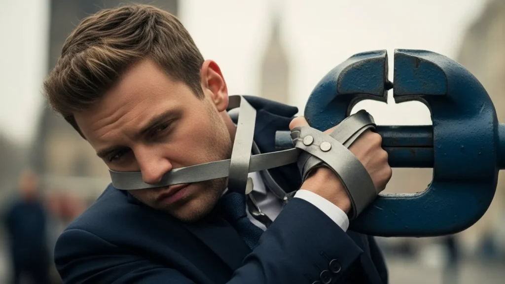 He was caught in a vice