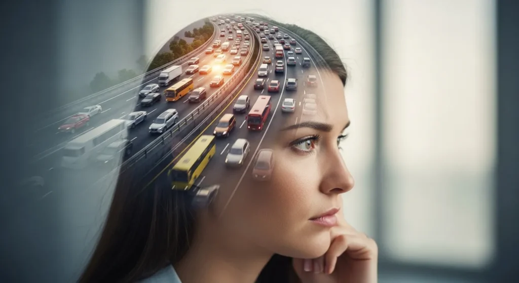 Her mind was a crowded highway