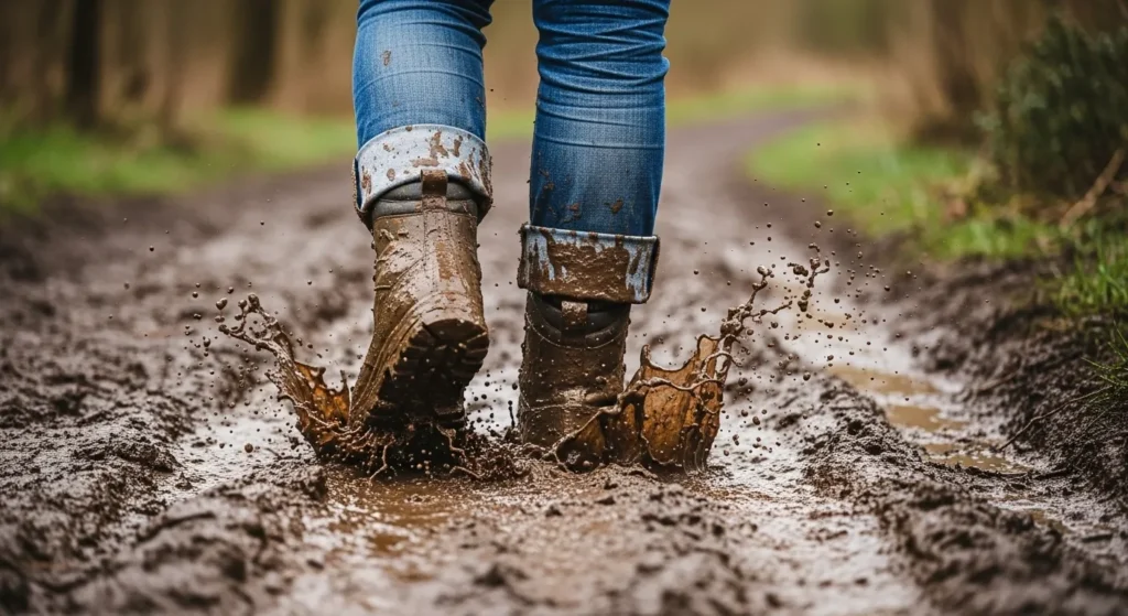 Walking through mud