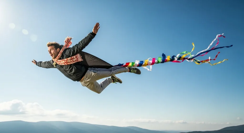 He is a kite catching the wind
