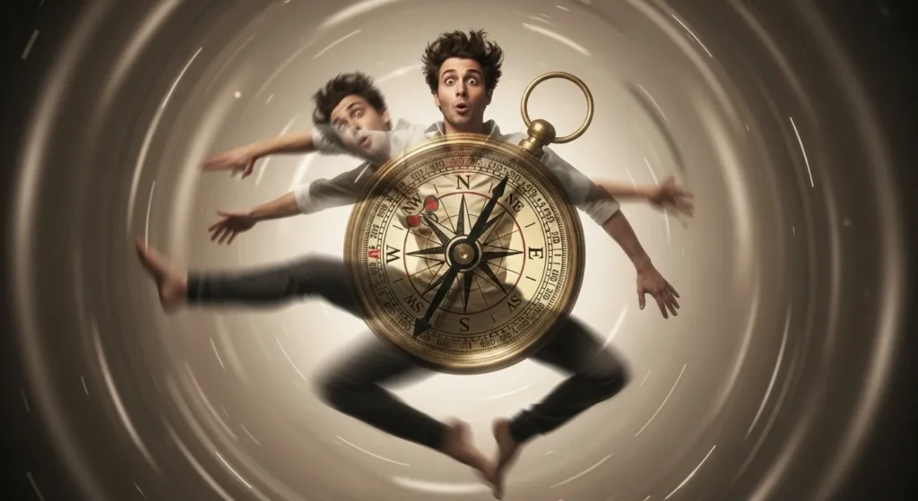  He turned into a spinning compass