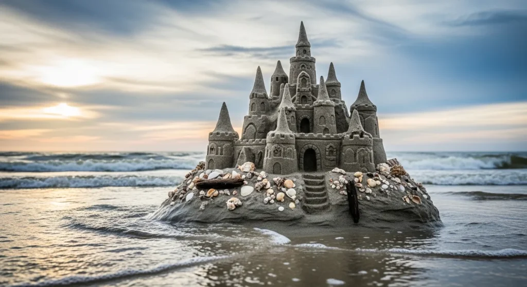 He’s a sand castle at high tide