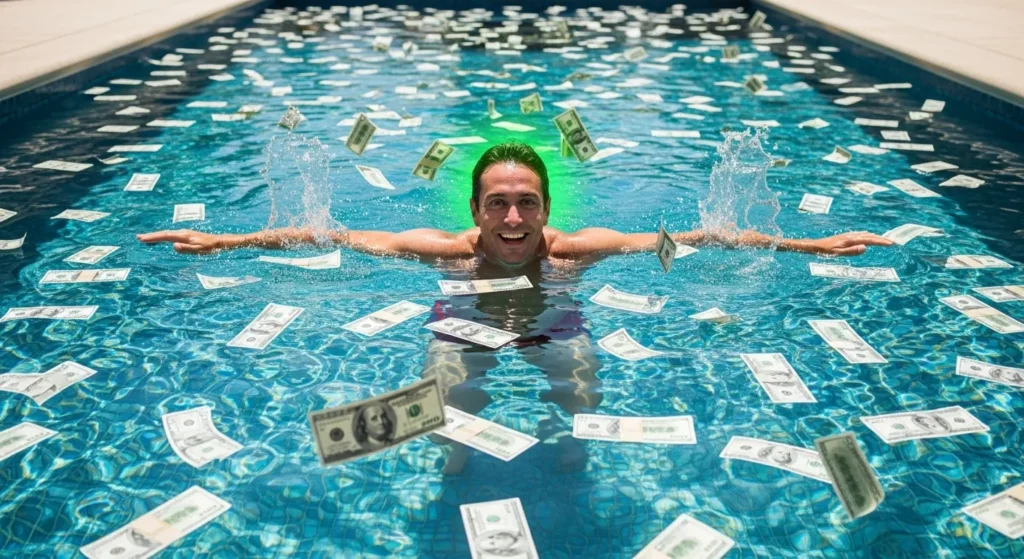 He’s swimming in money