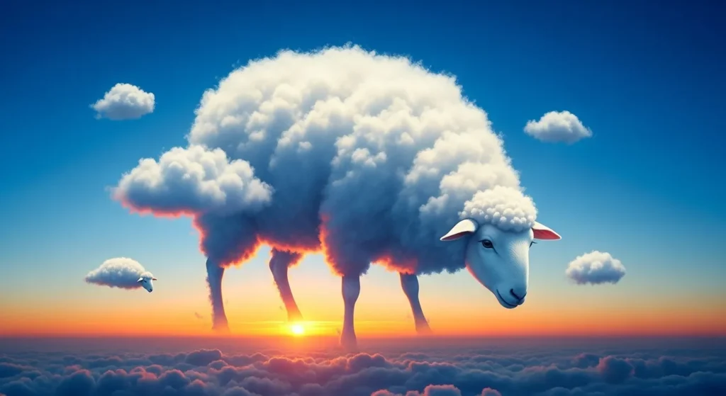 The cloud is a wandering sheep in the sky