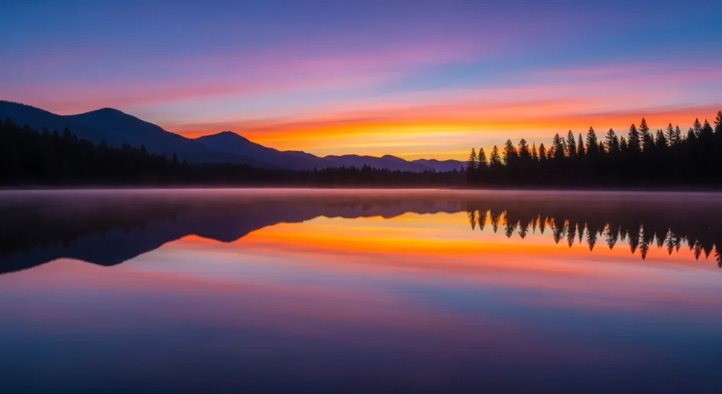 The lake was a mirror of glass