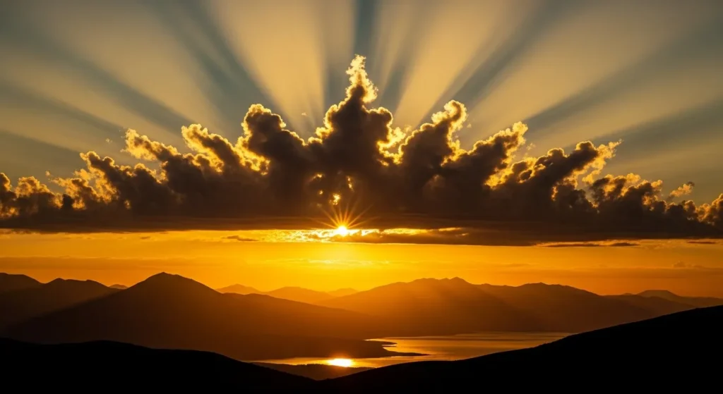 The sky wore a crown of gold.