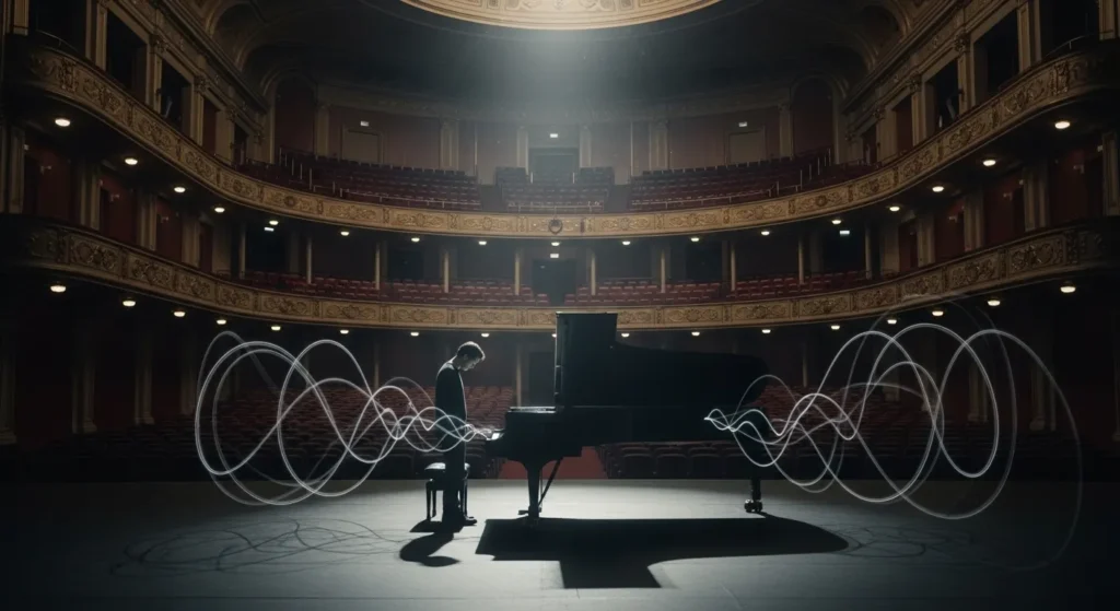 His voice was a piano played in an empty hall