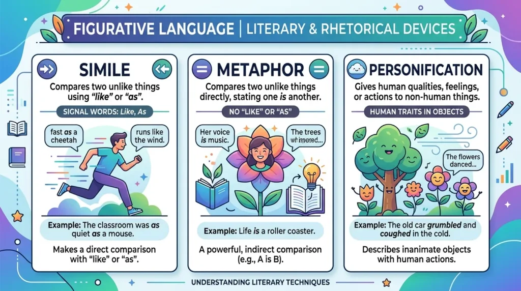 what are similes, metaphors and personification called