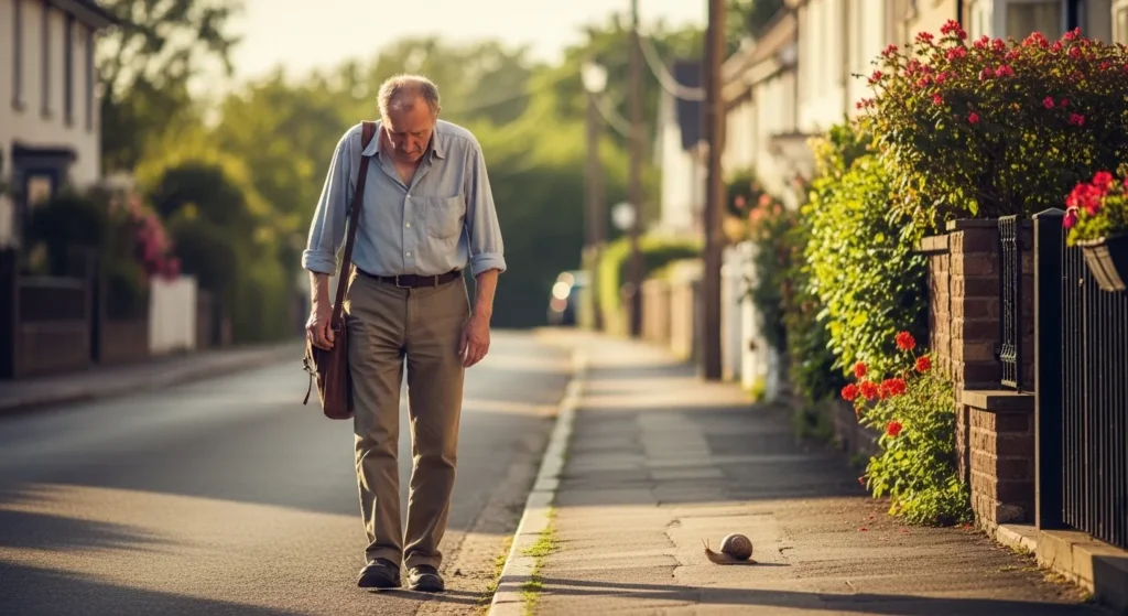 He moved like a snail on a lazy afternoon