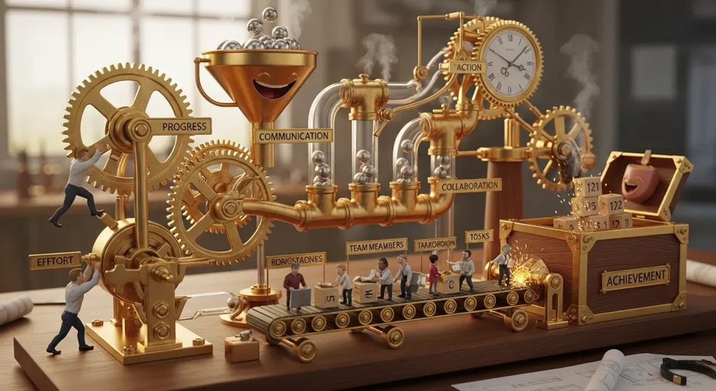 Teamwork is a well-oiled machine