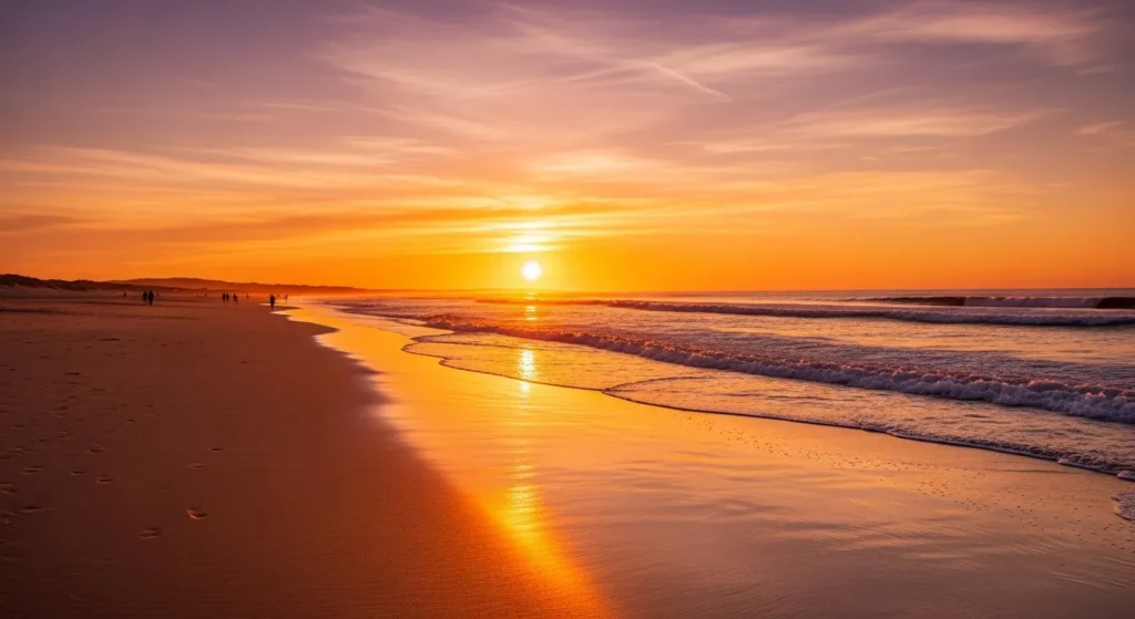 The beach is a golden carpet