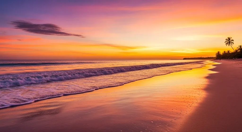 The beach is a shimmering dream