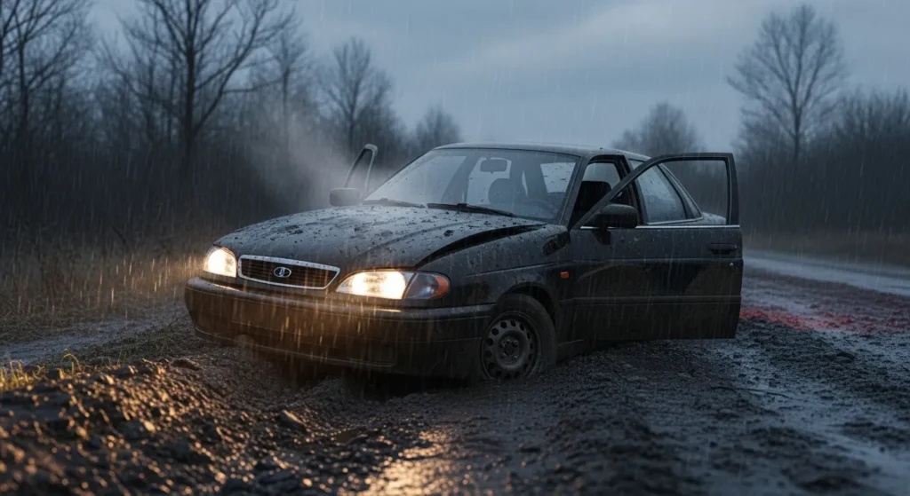 The car crawled like a wounded animal.