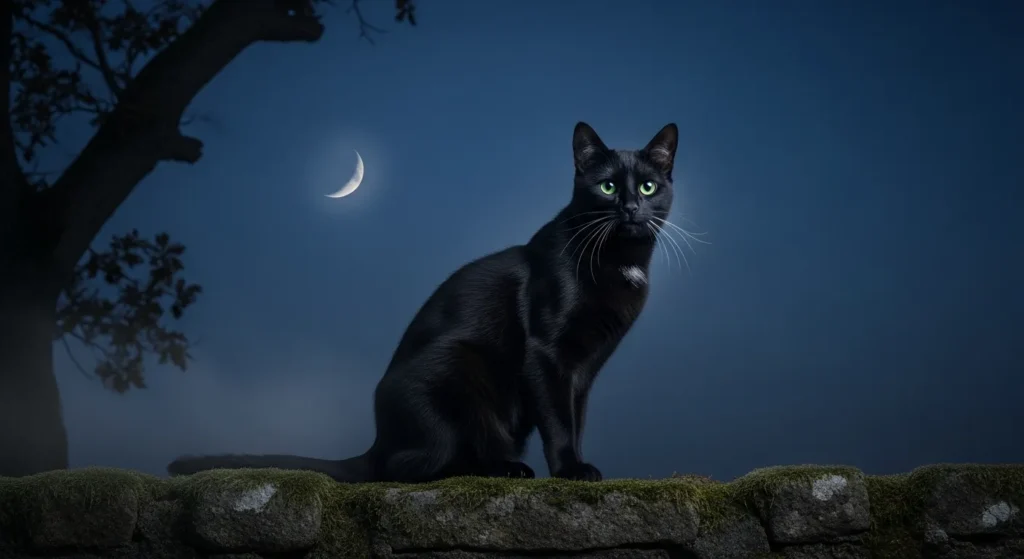  The cat is a midnight whisper