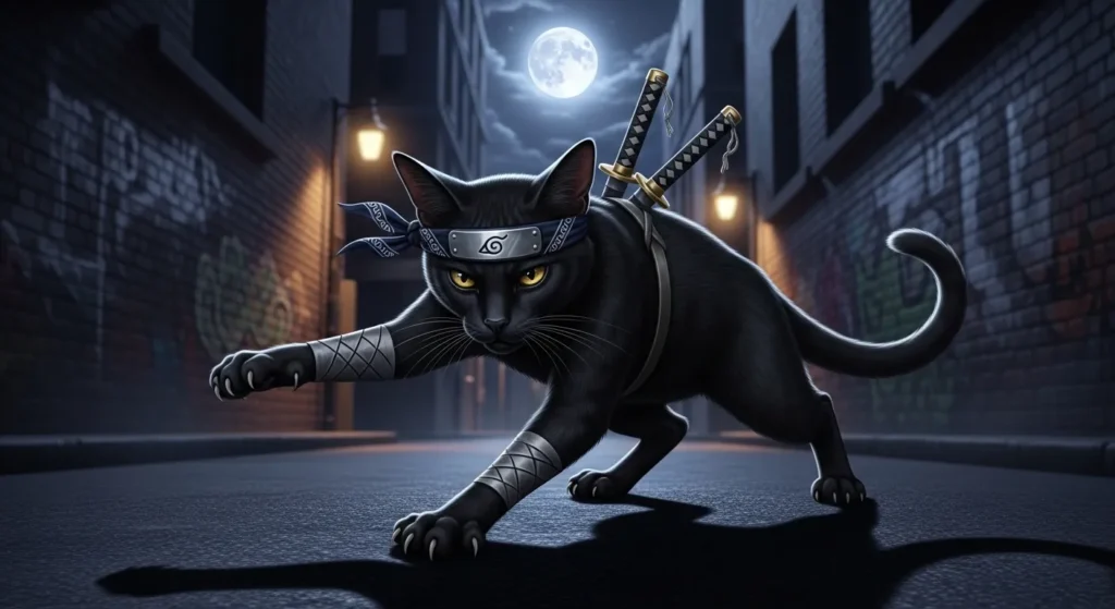  The cat is a sneaky ninja