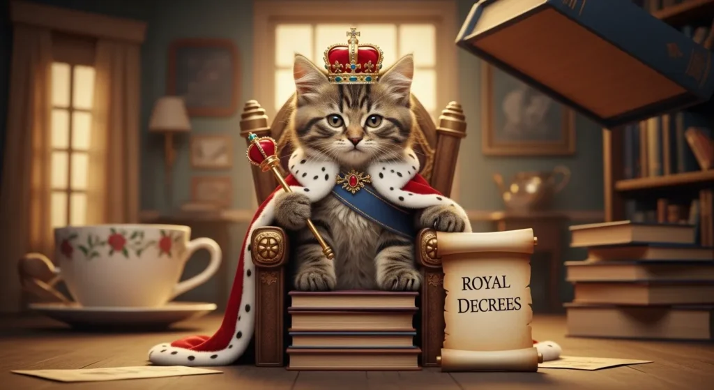  The cat is a tiny ruler