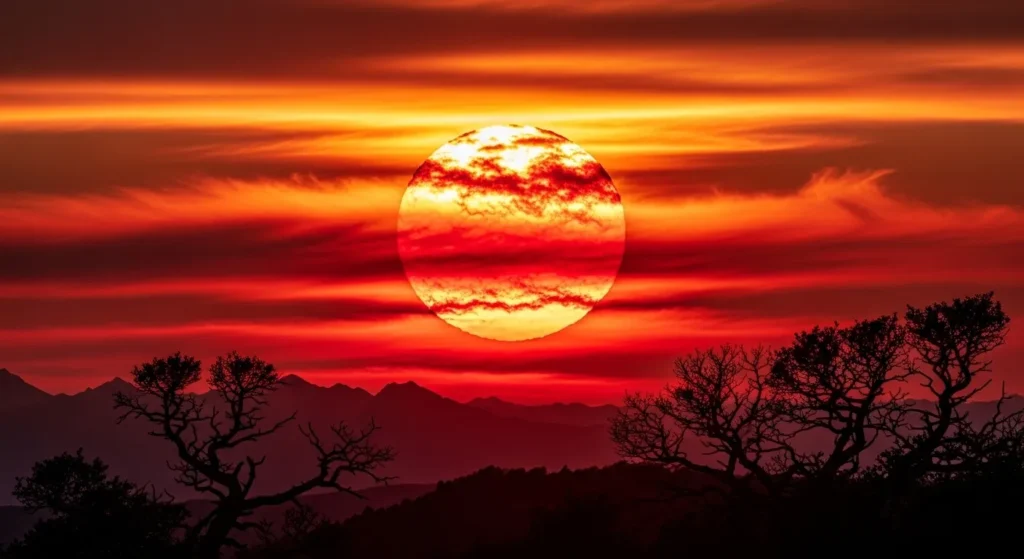  The sun is a flame in the sky