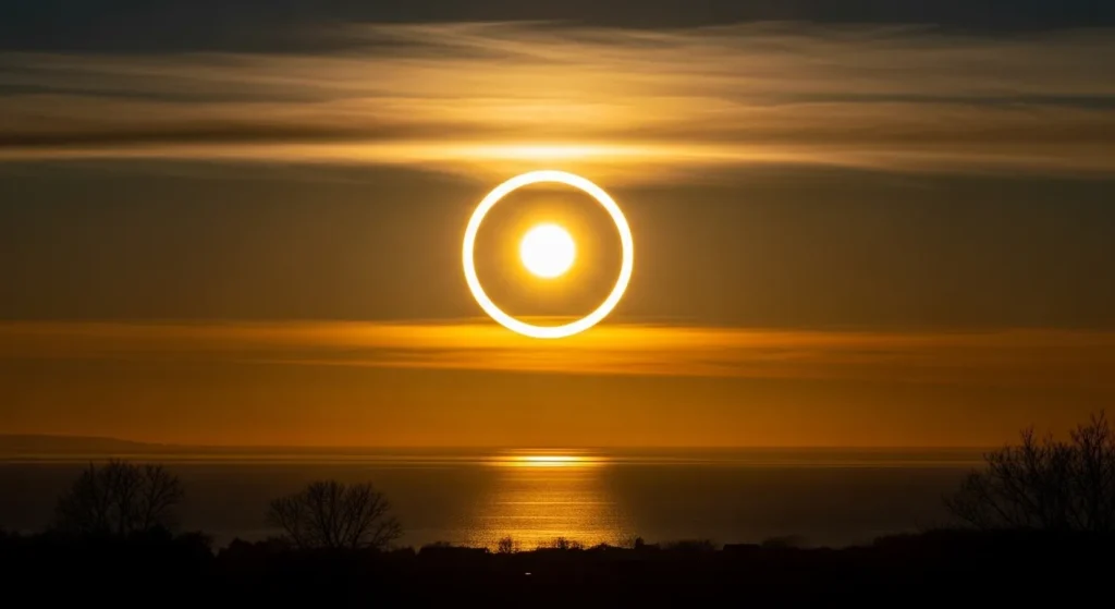  The sun is a golden coin in the sky