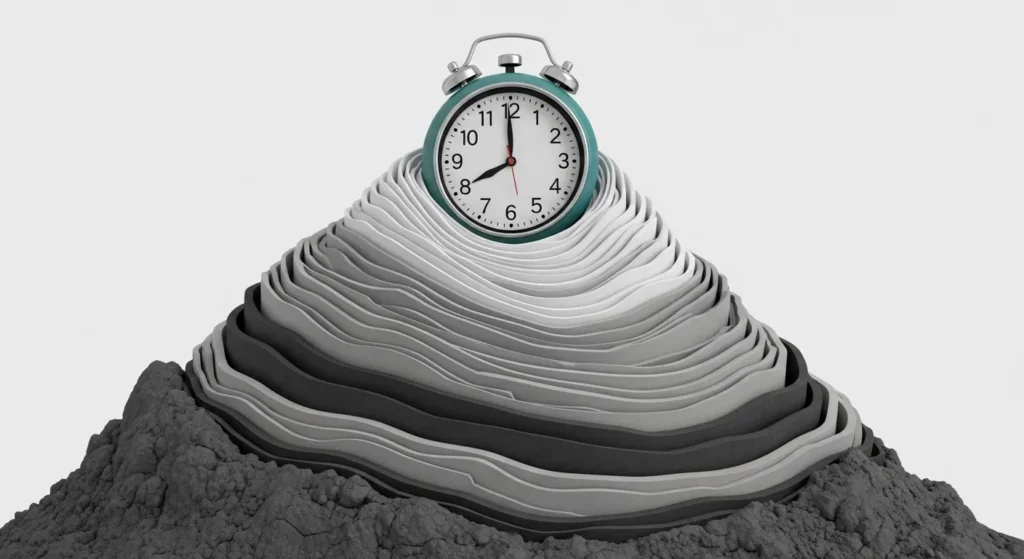 Time piled up like layers of a mountain