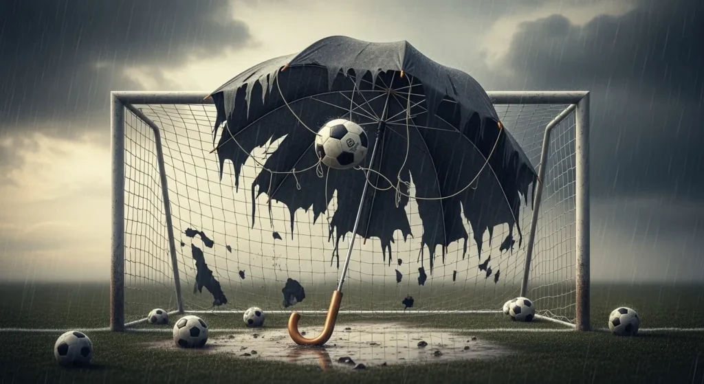 A bad goalie is a broken umbrella