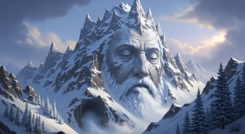 A mountain is a frozen giant