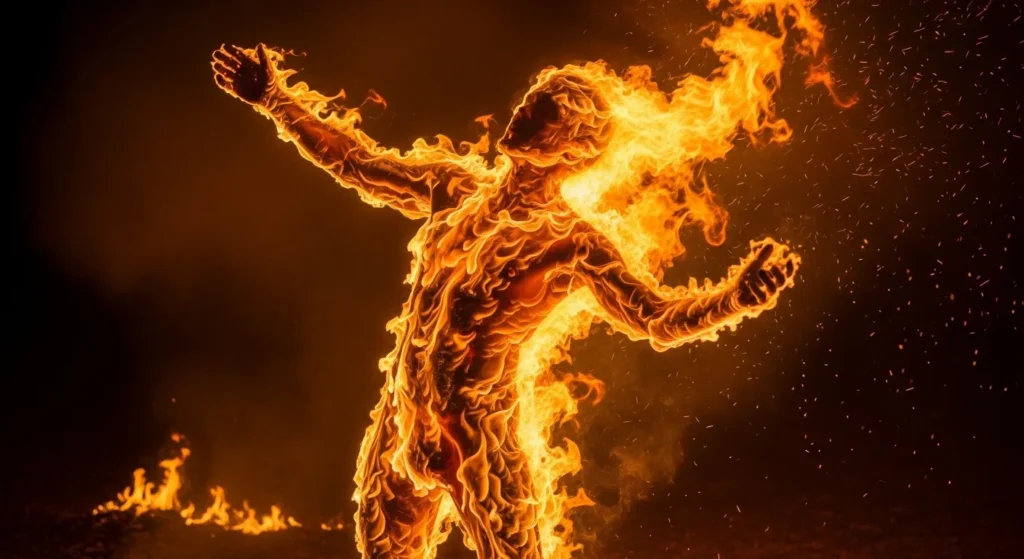 A person is a burning flame