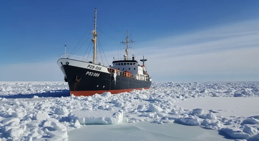 A ship stuck in ice
