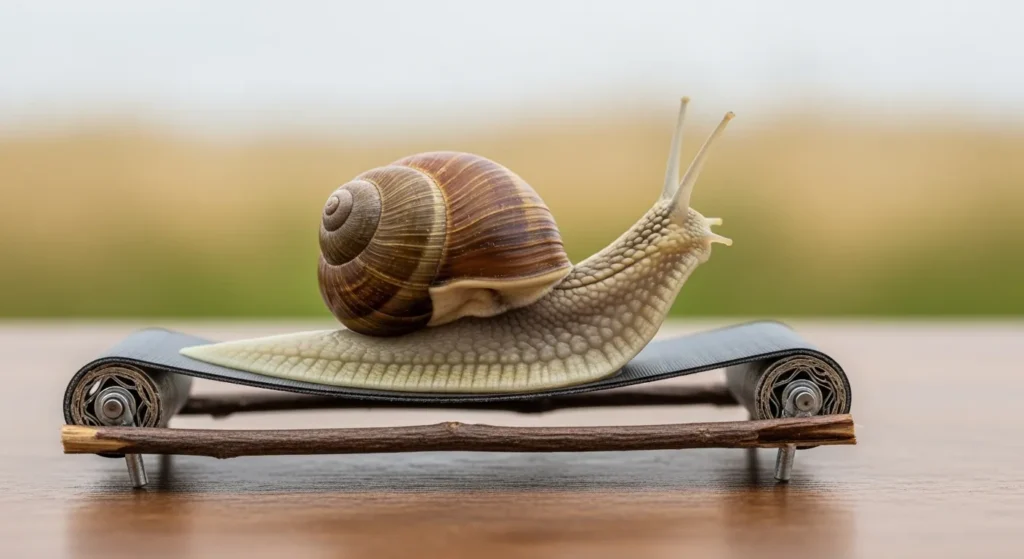A snail on a treadmill