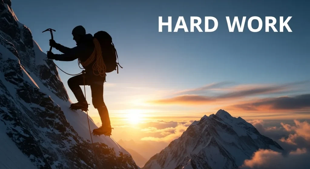 Hard work is climbing a mountain