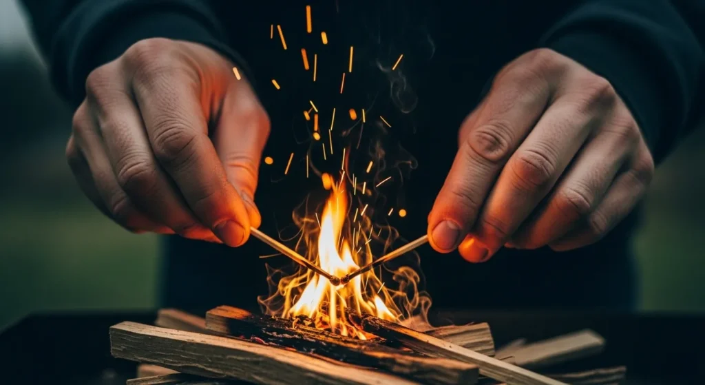 Hard work is lighting a fire