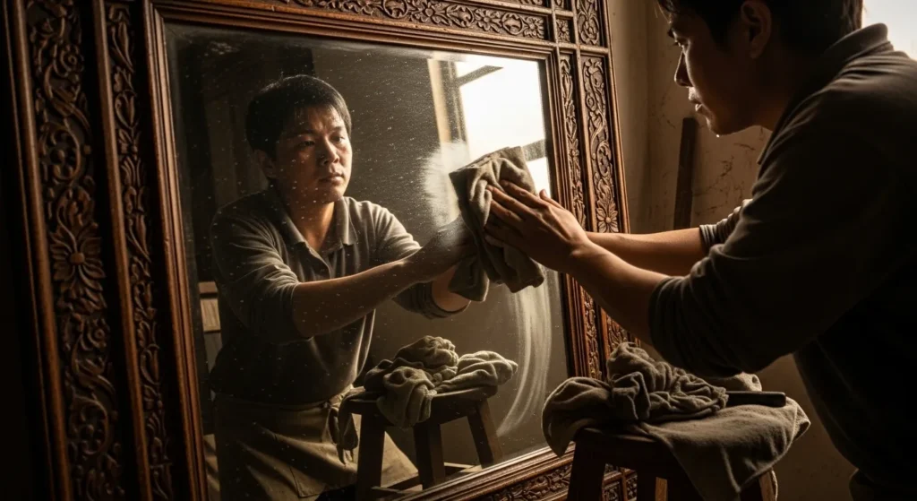 Hard work is polishing a mirror