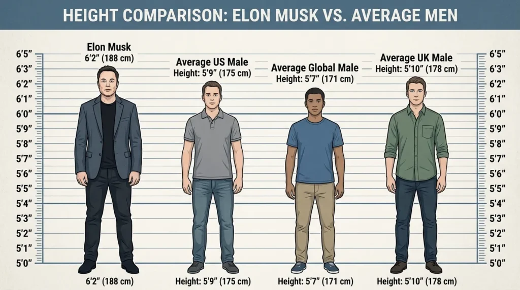 Elon Musk Height Compared to Average Men