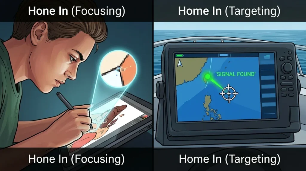 What Does Hone In Mean in Text