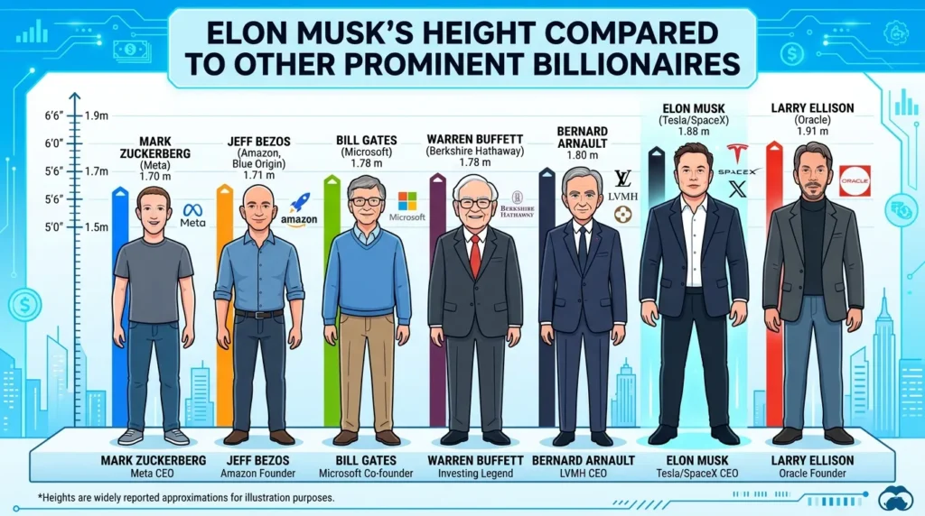Elon Musk Height Compared to Other Billionaires