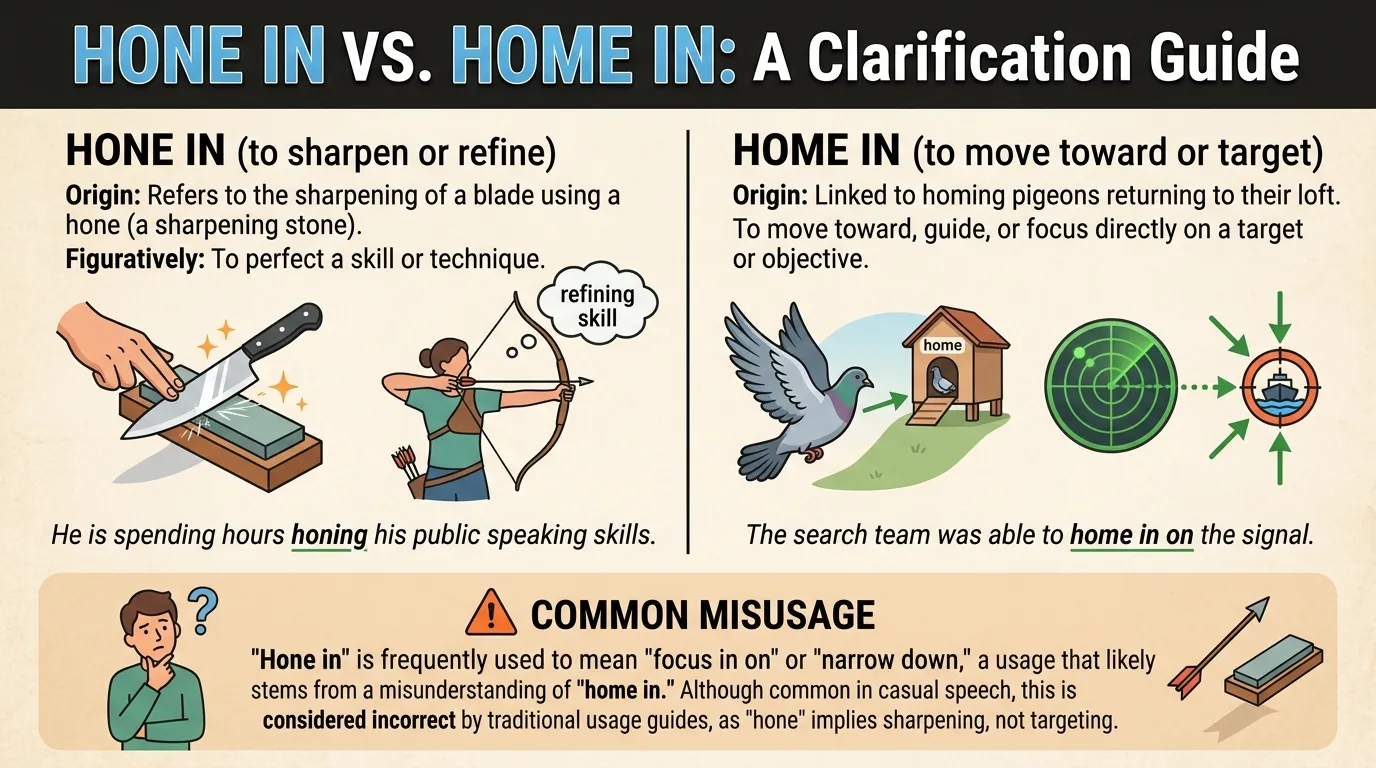 hone in meaning