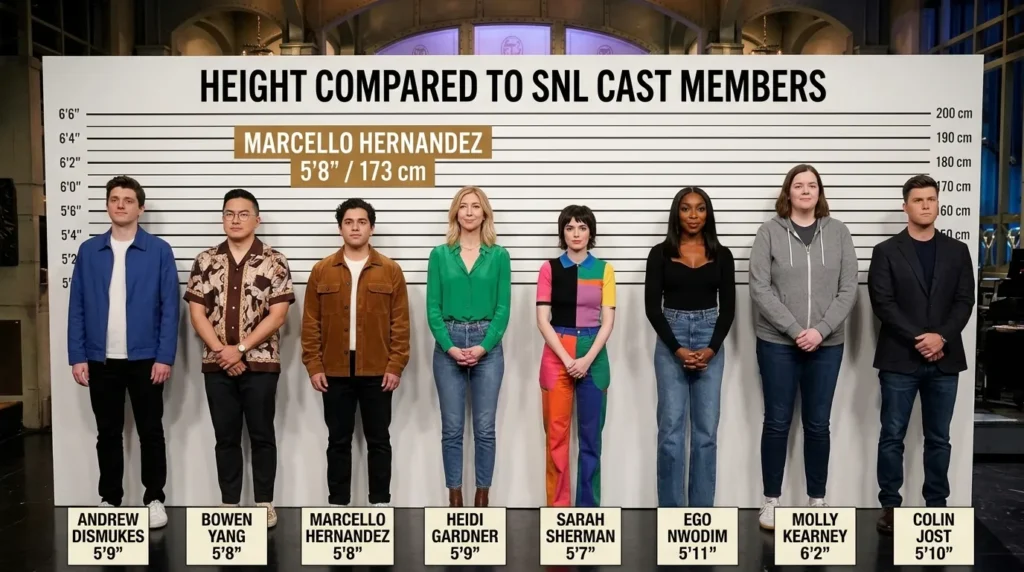 Marcello Hernandez Height Compared to Other SNL Cast Members