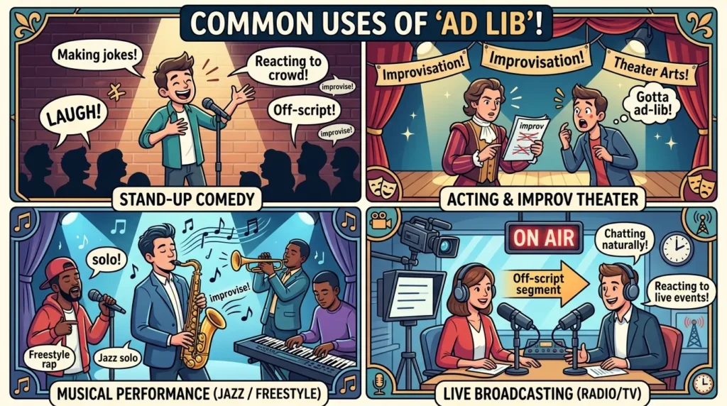 Where Is Ad Lib Commonly Used